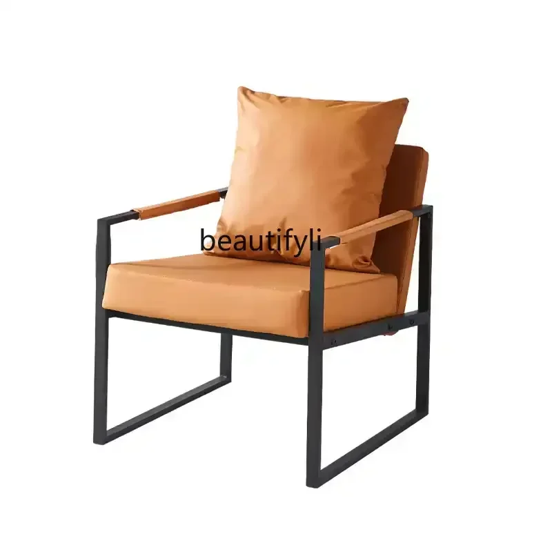 Nordic single sofa chair Italian leisure light luxury wrought iron sofa simple office reception negotiation chair