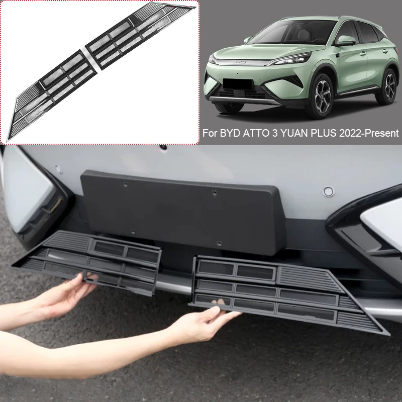 Car Modify Front Buckle Insect Proof Net For BYD ATTO 3 EVO YUAN PLUS 2022-2026 Front Bumper Center Intake Grille Cover Accessor