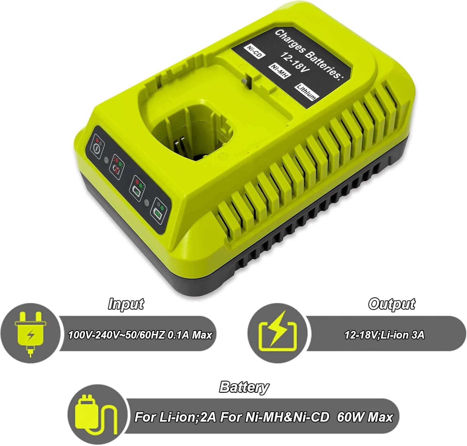 P117 18-Volt Schnellladegerät Ersatz für Ryobi 12V-18V Akku One Plus Lithium-Ionen/NiCad/NiMh Akku Mit US/EU/UK/AU Stecker – Detail 9