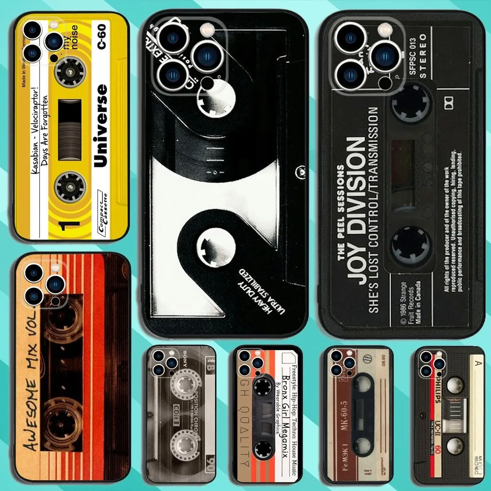 

Magnetic Radio tape Cassette Phone Case For iPhone 15,14,13,12,11,Plus,Pro Max,XS,X,XR,SE,Mini,8,7 Soft Silicone Black Cover