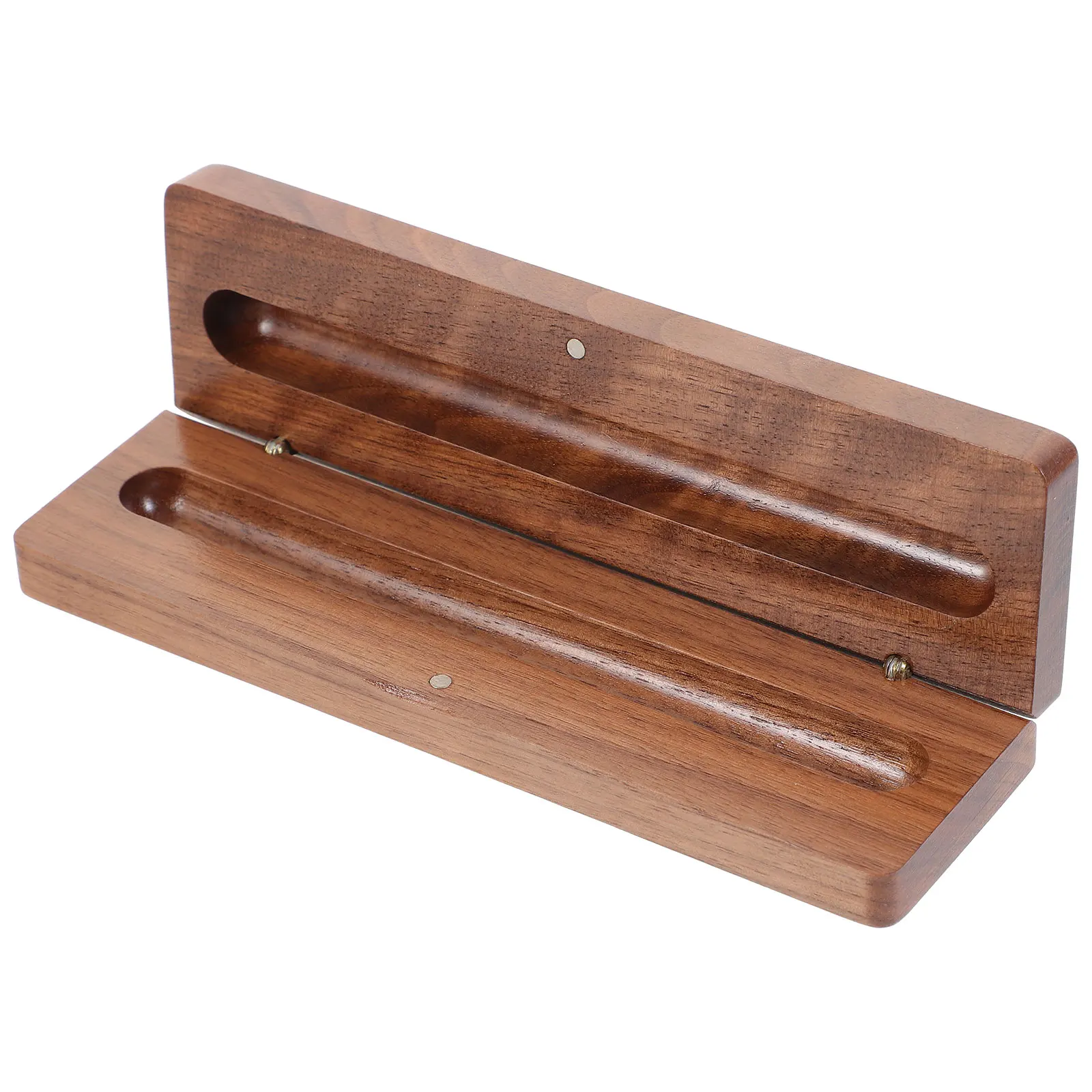 

Single Pen Box Set Walnut Wood Flip Lid Stationery Storage Case for Pens Pencils Gift Box Practical ganizer Portable Desk
