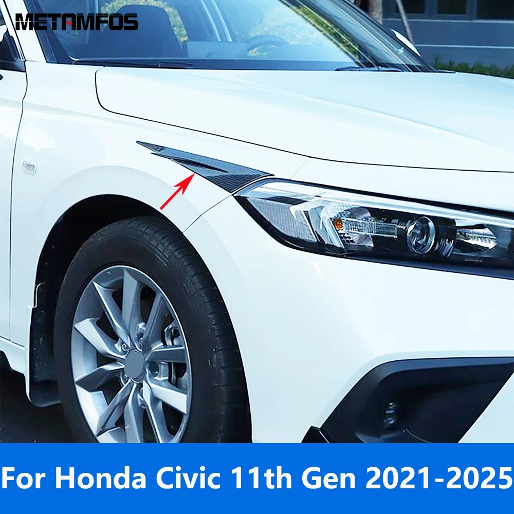 

For Honda Civic 11th 2021 2022 2023 2024 2025 Carbon Fiber Head Light Lamp Eyelid Eyebrow Trim Sticker Accessories Car Styling