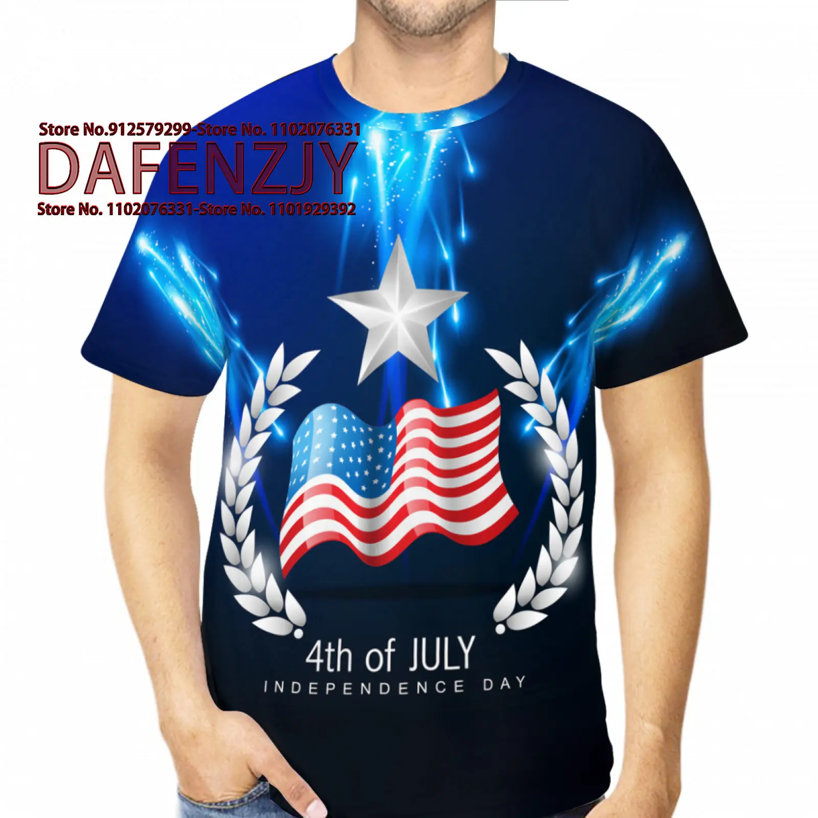 

Fashion Celebrating Independence Day Printed Funny T-shirt America Casual Cool Round Collar Short Sleeve Personality T-shirts