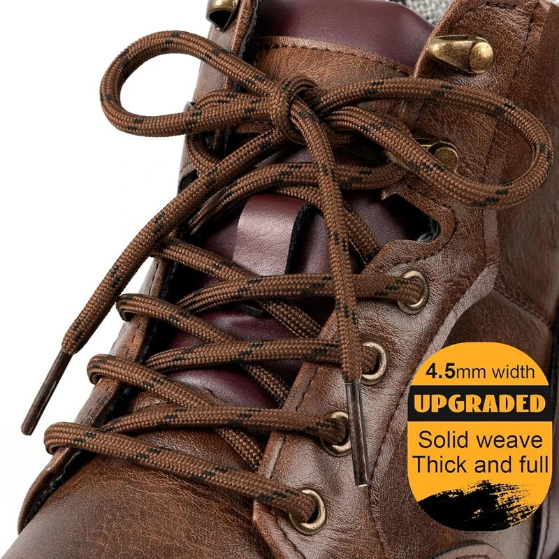 2 Pairs Work Boots Shoe Laces Diameter 4.5mm Heavy Duty Hiking Shoelaces for Men Women Round German Training Shoelace image 2