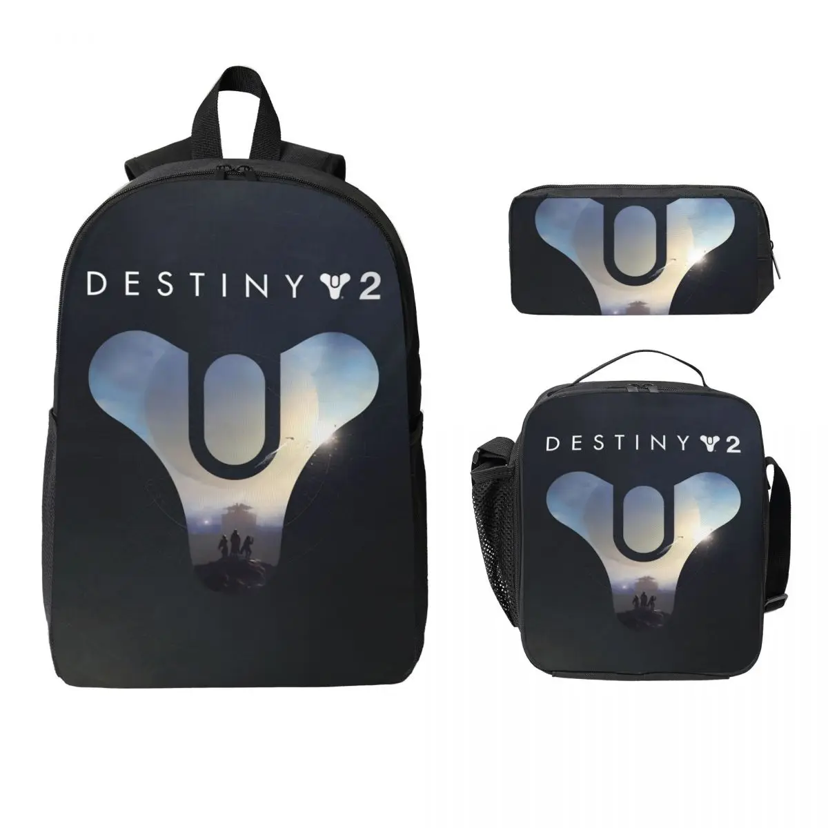 3Pcs Destiny 2 Backpack Set for Girls Boys Pen Bags Bookbag Sets with Lunch Box For Primary School Students Daypack