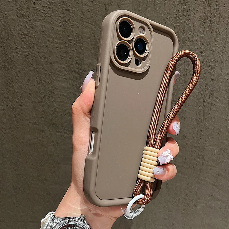 Luxuriöse bunte Lanyard-weiche Silikon-Handyhülle für iPhone 17 16 15 14 13 12 11 Pro Max 16E X XR XS Max 7 8 16 Plus 17Air Cover