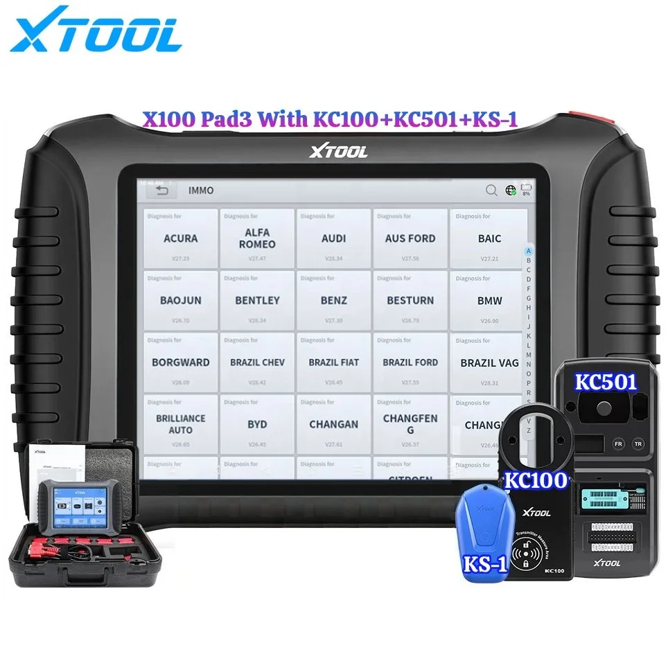 XTOOL X100Pad3 All Key Lost Car Key Programmer Pin Code Reader Immobilizer with KC100 KC501 KS-1 for Smart Key Programmer