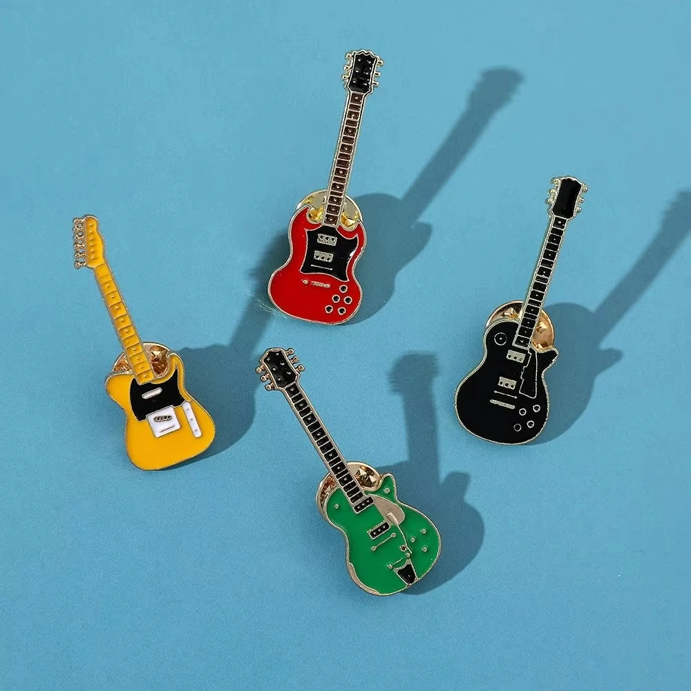 Vintage Metal Enamel Guitar Brooch for Men Women Musical Instrument Electric Guitar Badges Pins Fashion Jewelry GiftVintage Meta - view 2