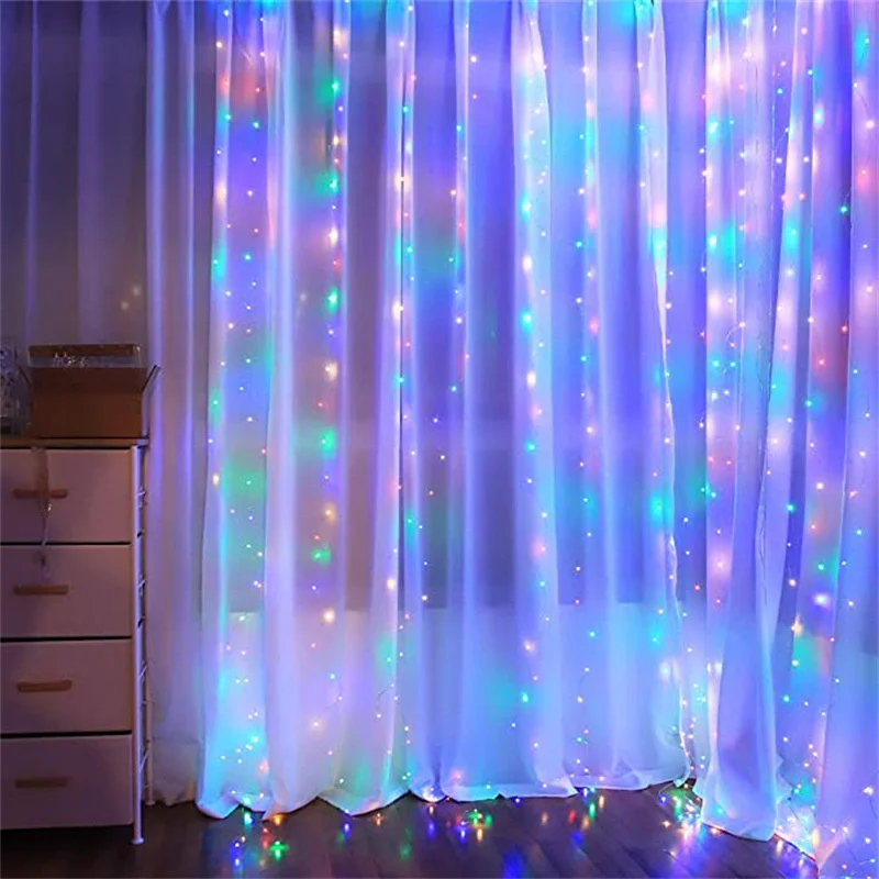 8 Modes Curtain Lights String USB Plug Romantic Wedding Scene LED Lights Christmas New Year Home Birthday Holiday Decoration