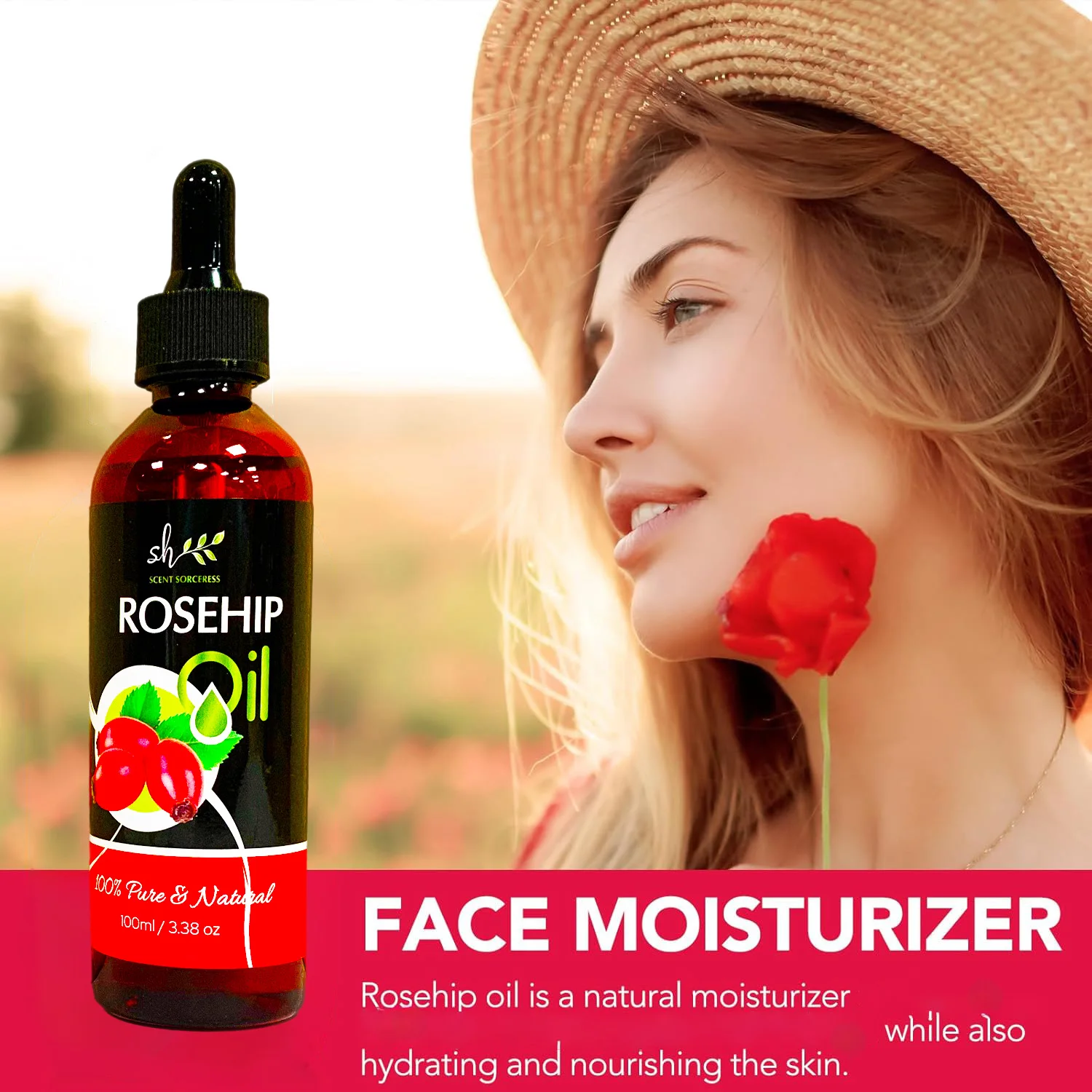 

Quality Packaging 100ml Rosehip Massage Spa Essential Oil Brightens Skin for All Hair Fragrance Aromatic Rosehip Oils Christmas