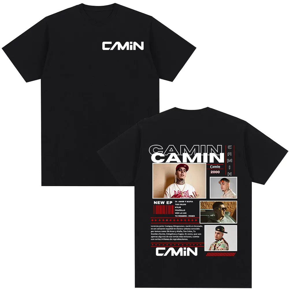 Rapper Camin 2025 Tour Graphic T Shirt Men's Clothing Hip Hop Fashion Short Sleeve T-shirts Oversized Cotton T-shirt Streetwear