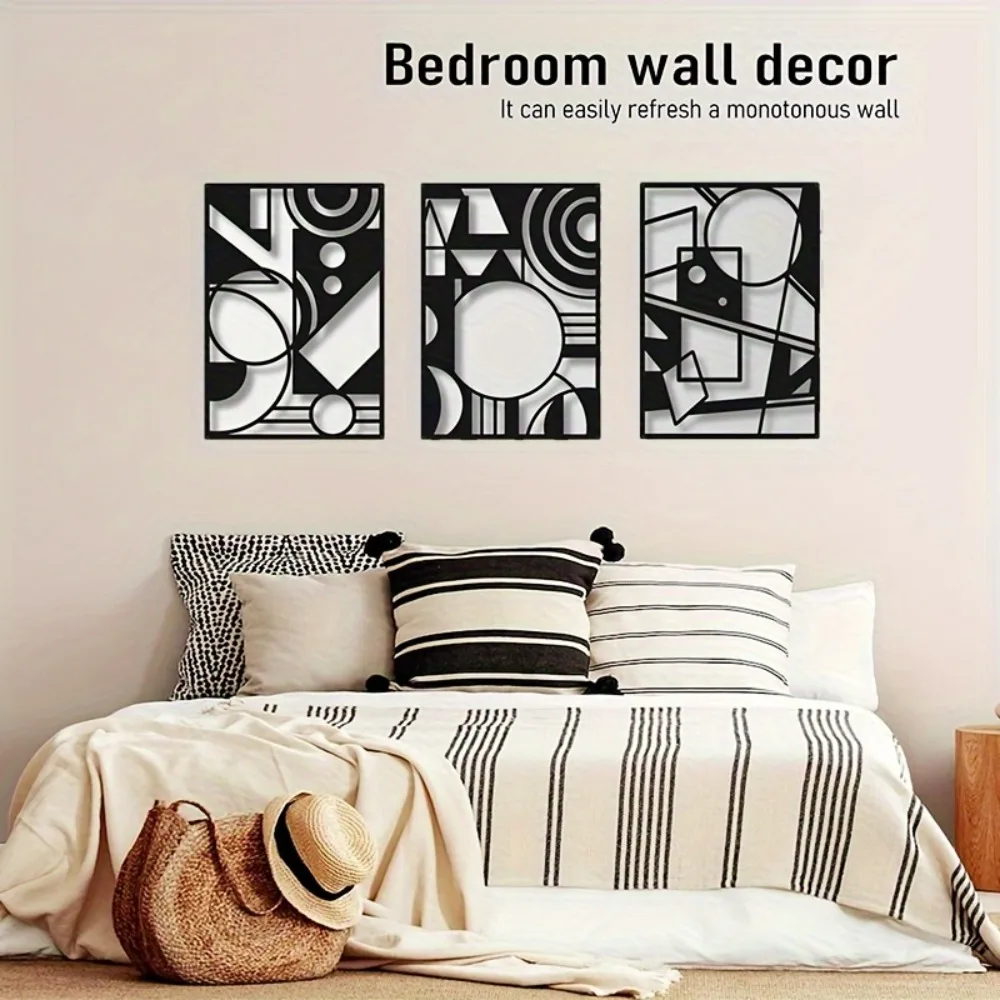 CIFbuy Iron Wall Art Modern Geometric Line Metal Painting Minimalist Statue Decor For Home Office Bedroom Living Room Wall