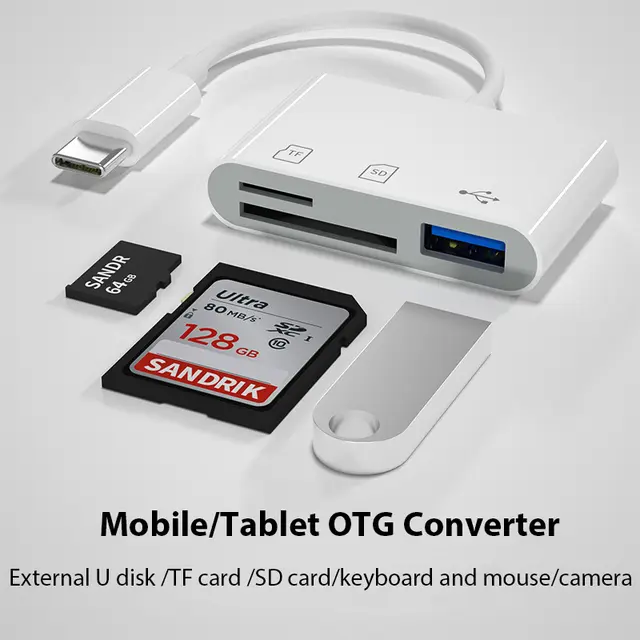Type c Adapter TF CF sD Memory Card Reader OTG Writer Compact