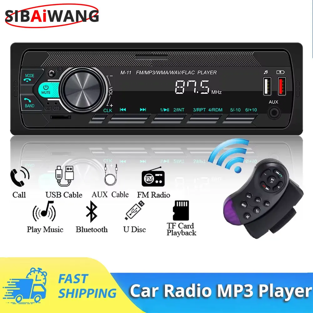 

1Din Car Radio Player MP3 12V 45W*4 Universal Stereo Multimedia Bluetooth FM Audio Music TF Card USB AUX Locate the vehicle