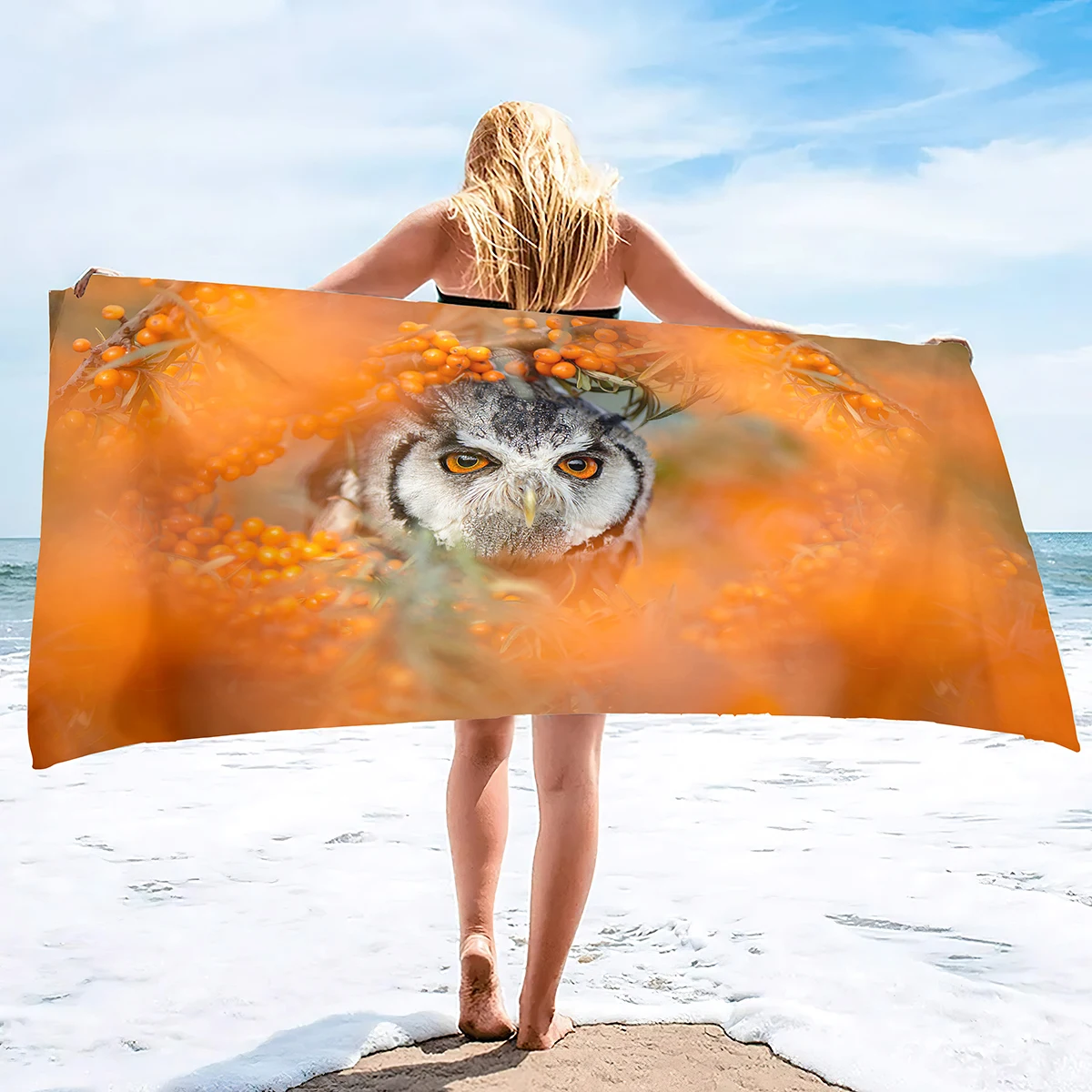 Owl Beach Towel,Oversized Light Absorbent Blanket Towel, Soft Bath Towel, Suitable for Beach Swimming Pool,Hot Spring Gym Travel