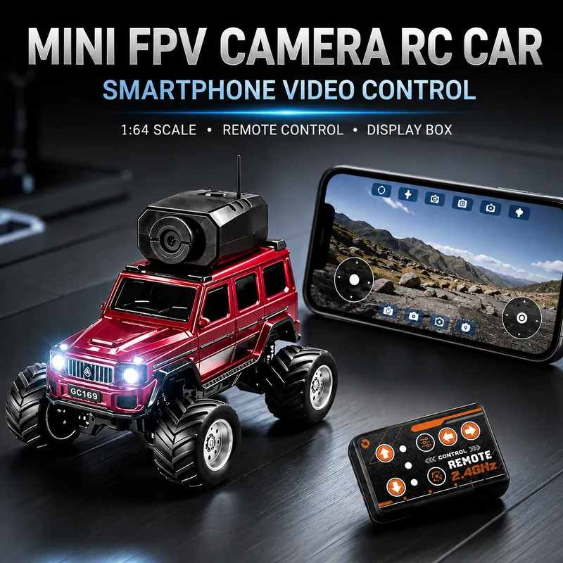 Mini FPV Camera RC Car 1:64 Scale Remote Control SUV Smartphone APP Control Wireless Video Racing Model With Display Box