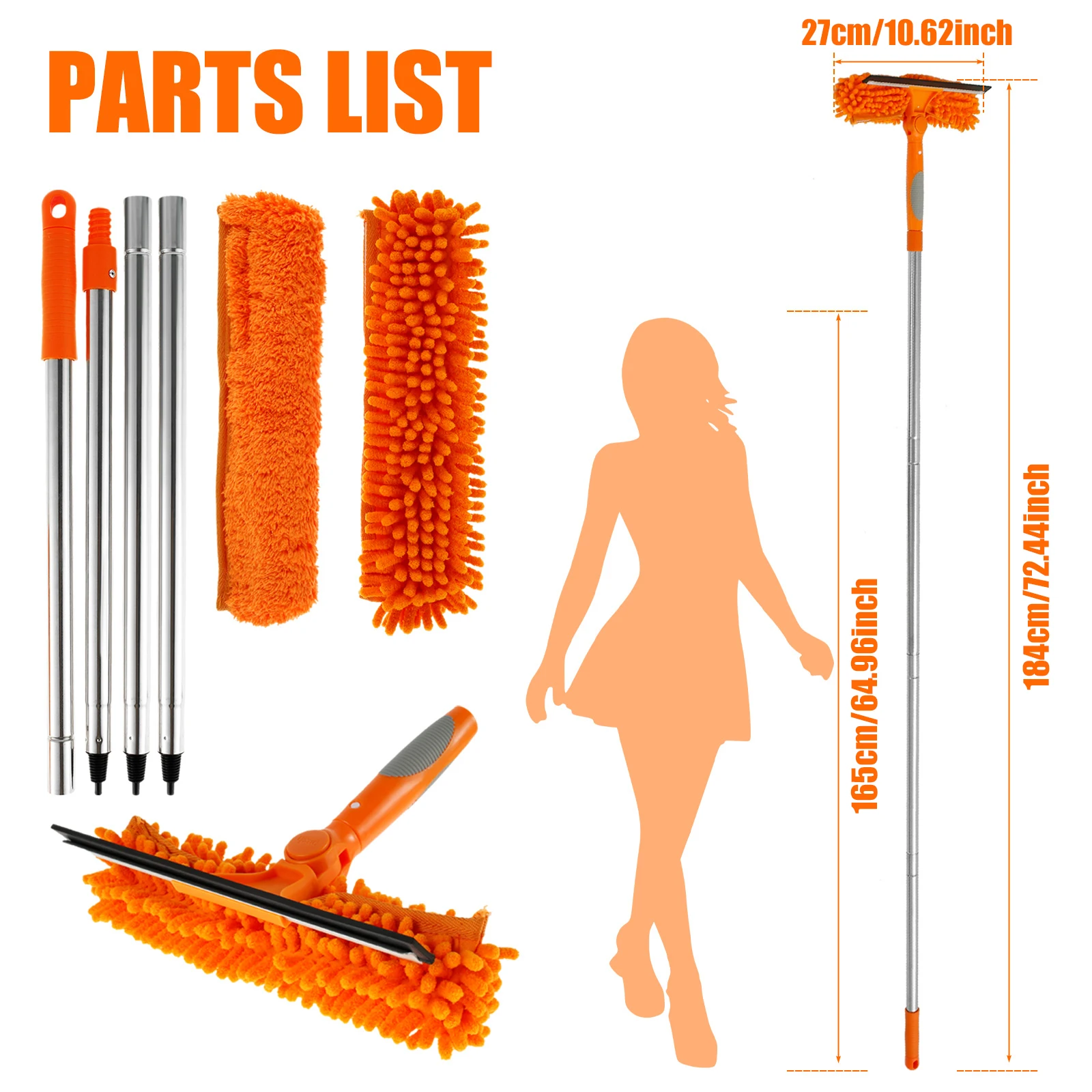 Kit De Nettoyage De Fenêtre 1.4M 2.4M 3.4M 4.4M 5M 6M Raclette Nettoyage À Vitre Pour Fenêtres