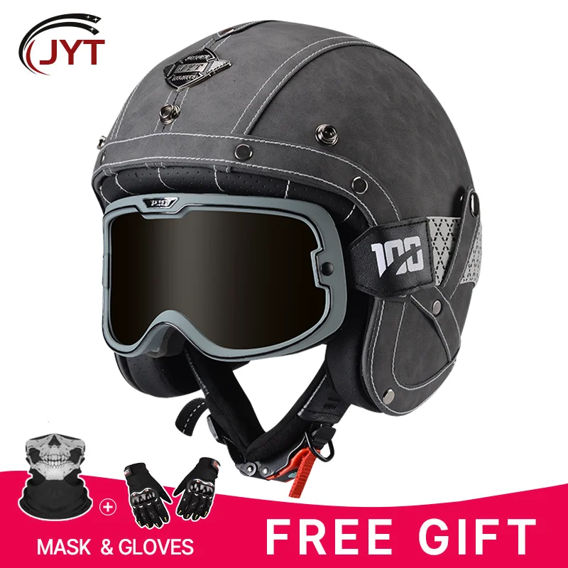 

DOT Approved Open Face Helmet with Goggles 3/4 Face Motorcycle Helmets Four Seasons Universal Jet Helmet for Men Women Unisex