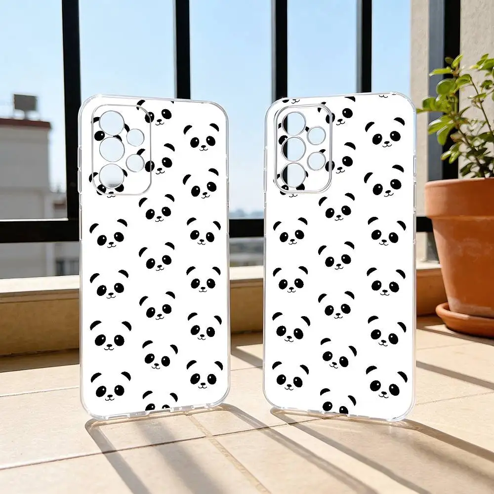 Chibi Panda Phone Case Transparent Silicone Soft For Samsung S25,S24,S21,S22,S23,S30,Ultra,S20,Plus,Fe