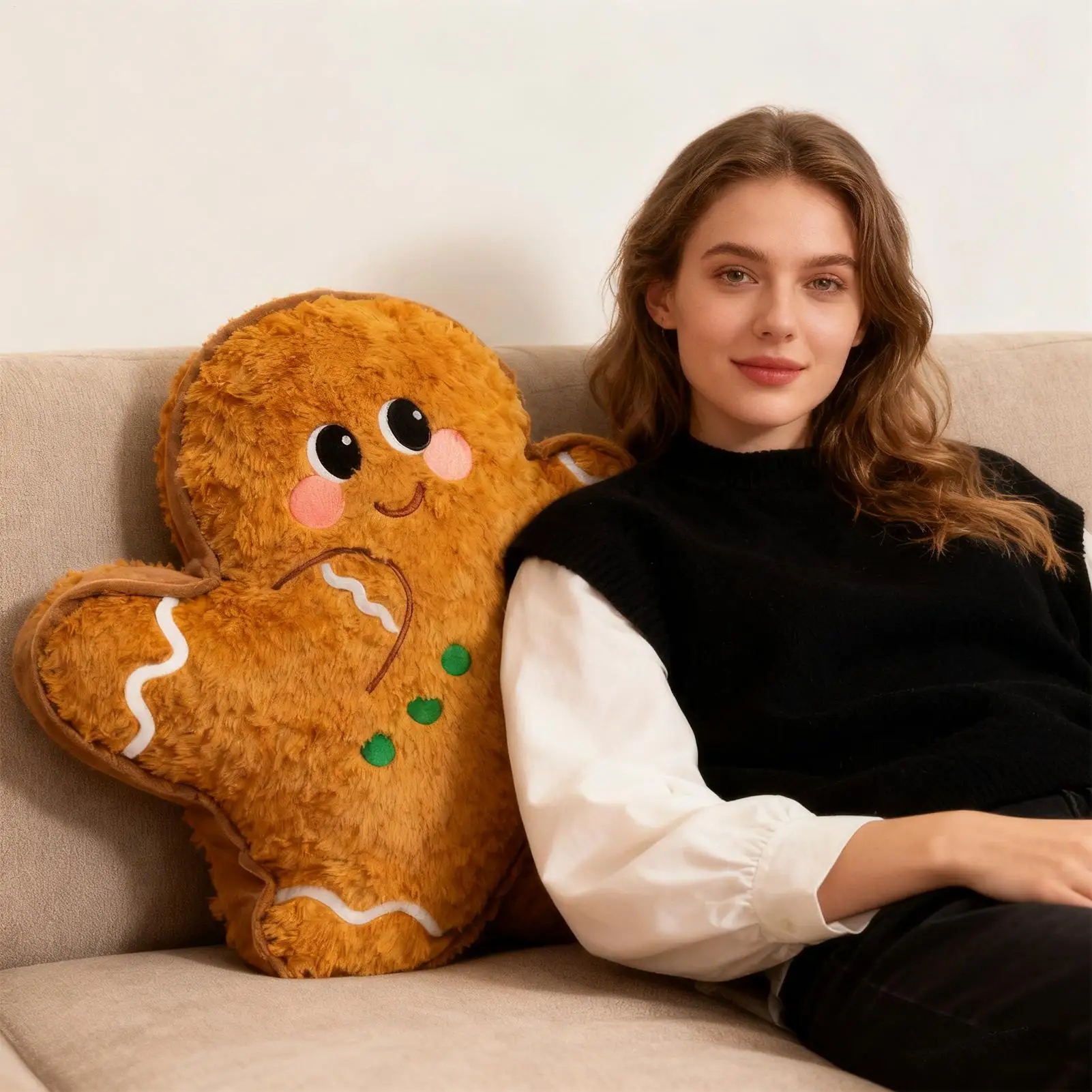 دمية الزنجبيل أفخم لينة لطيف شجرة عيد الميلاد ديكور المنزل عيد الميلاد رمي الوسائد لرجل الثلج السنة الجديدة عطلة القراءة الجلوس #4