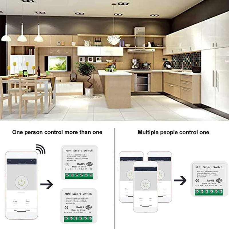 Mini Smart Wifi Relay Switch, DIY Timer Light Switch Module Smart Life/Tuya Application, Wireless Remote Control