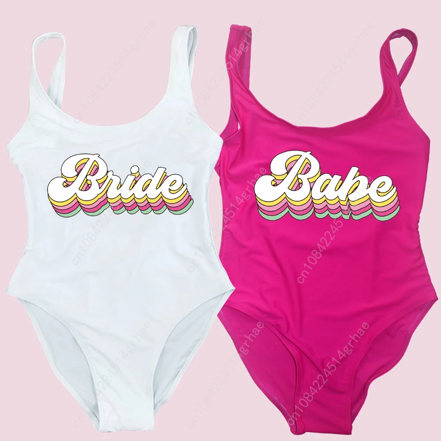 Bride Babe Sexy Swimwear Women Summer Swimsuit one-pieces Bathing Suit Bridal Party Beachwear Swimming Suit Wedding Bodysuit