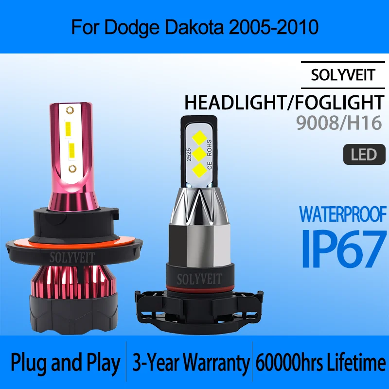 

Instant Start No Delay​ Easy Installation durable 9008 H16 LED HEADLIGHT FOGLIGHT For Dodge Dakota 2005 2006 2007 2008 2009 2010