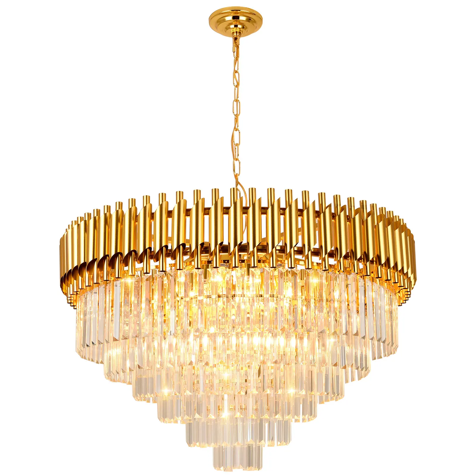 Modern Crystal 6-Tier Gold Chandeliers for Dining Room Bedroom Living Room Foyer Farmhouse,E12*17 Ø31.6 inch