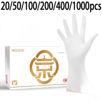20/50/100/200/400/1000 pcs disposable white nitrile gloves, suitable for cleaning, nail art, and household kitchen tools