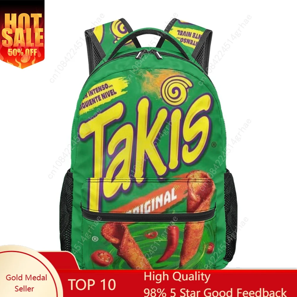 TAKIS Mexican Snacks All-over Print Student Backpack Casual Suitable for Travel and Camping Lightweight, and Easy To Clean