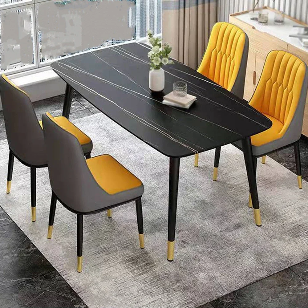 Leather Dining Chair 2PCS Nordic Modern Sponge Backrest Chair Light Luxury Dining Room Chairs Hotel Home Sillas Furniture Stool