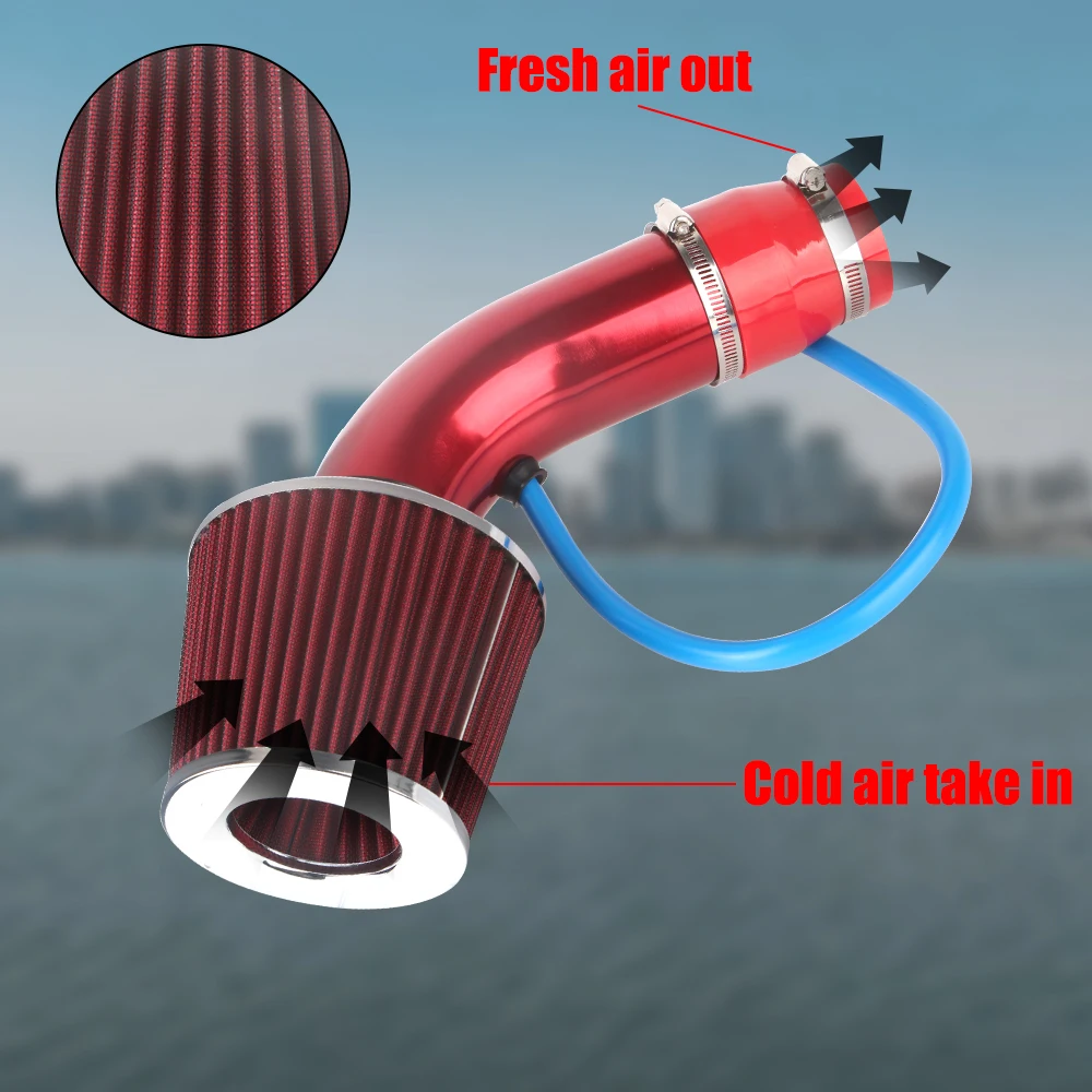 76mm 3Inch Car Air Filter Hose Set Air Intake System Parts With Auto Fasteners Rings Aluminum Automotive Accessories Universal