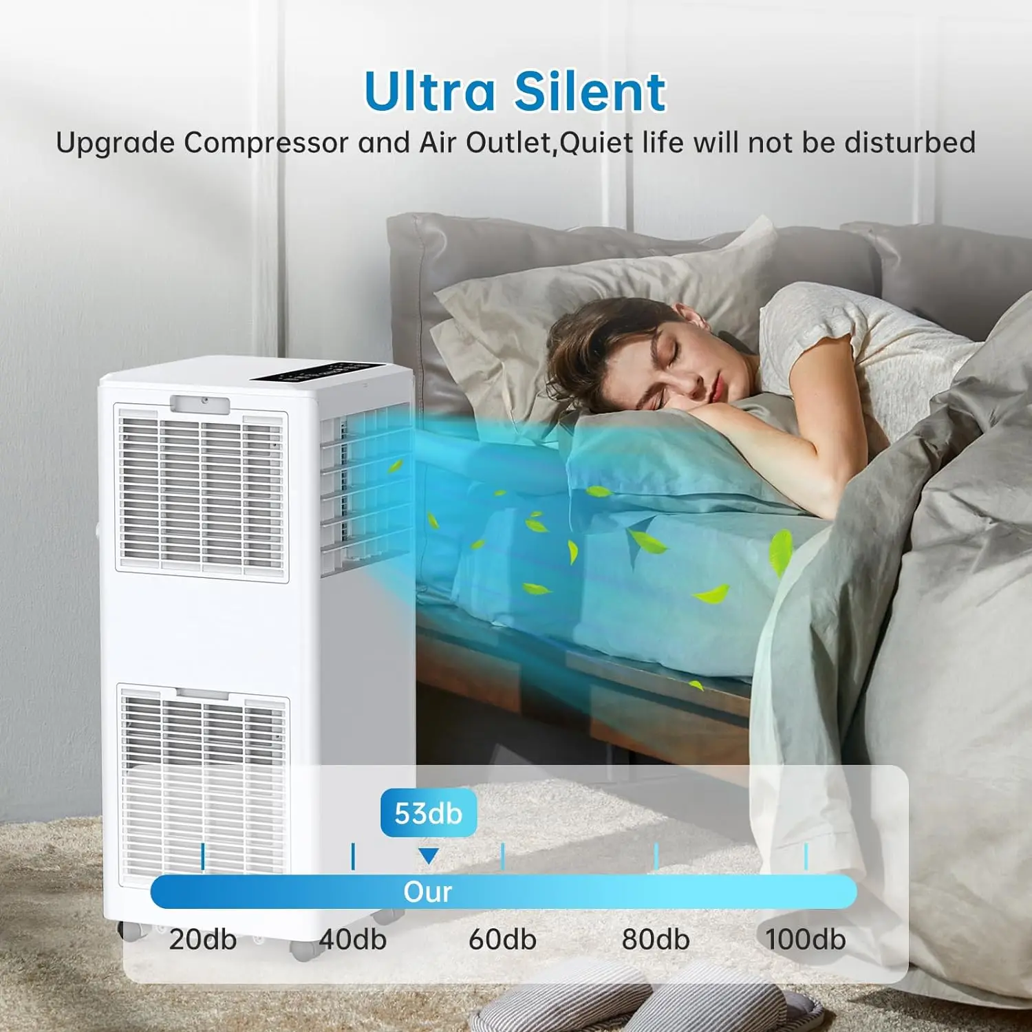 8000 BTU Portable Air Conditioners with Dehumidifying, Fan, Remote Control, 24 Hour Timer, Cools Spaces up to 750 Sq. ft