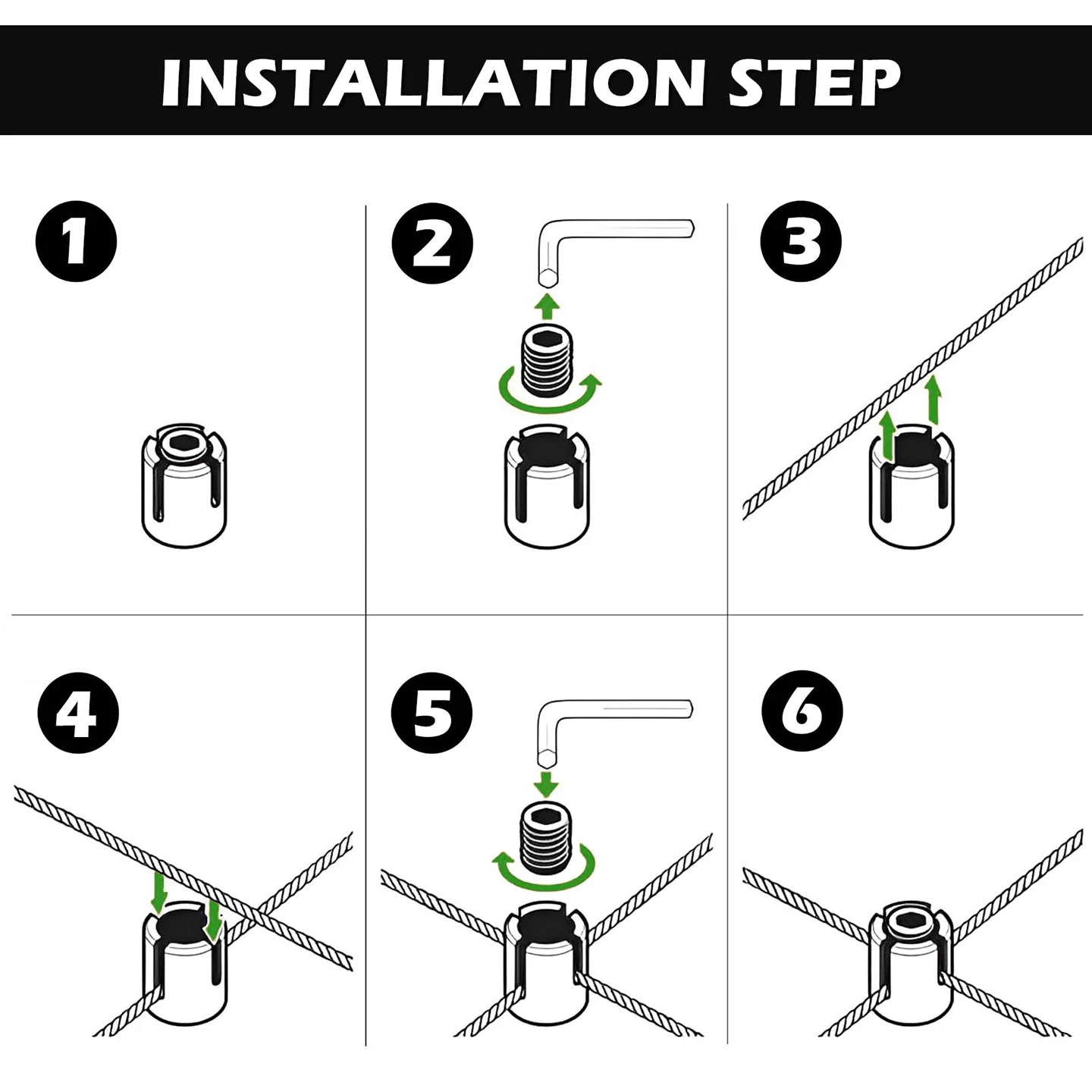 10 Pieces of 316 Stainless Steel Cable Cross Clamps, Suitable for 2-8mm Steel Cables and Pole Intersections