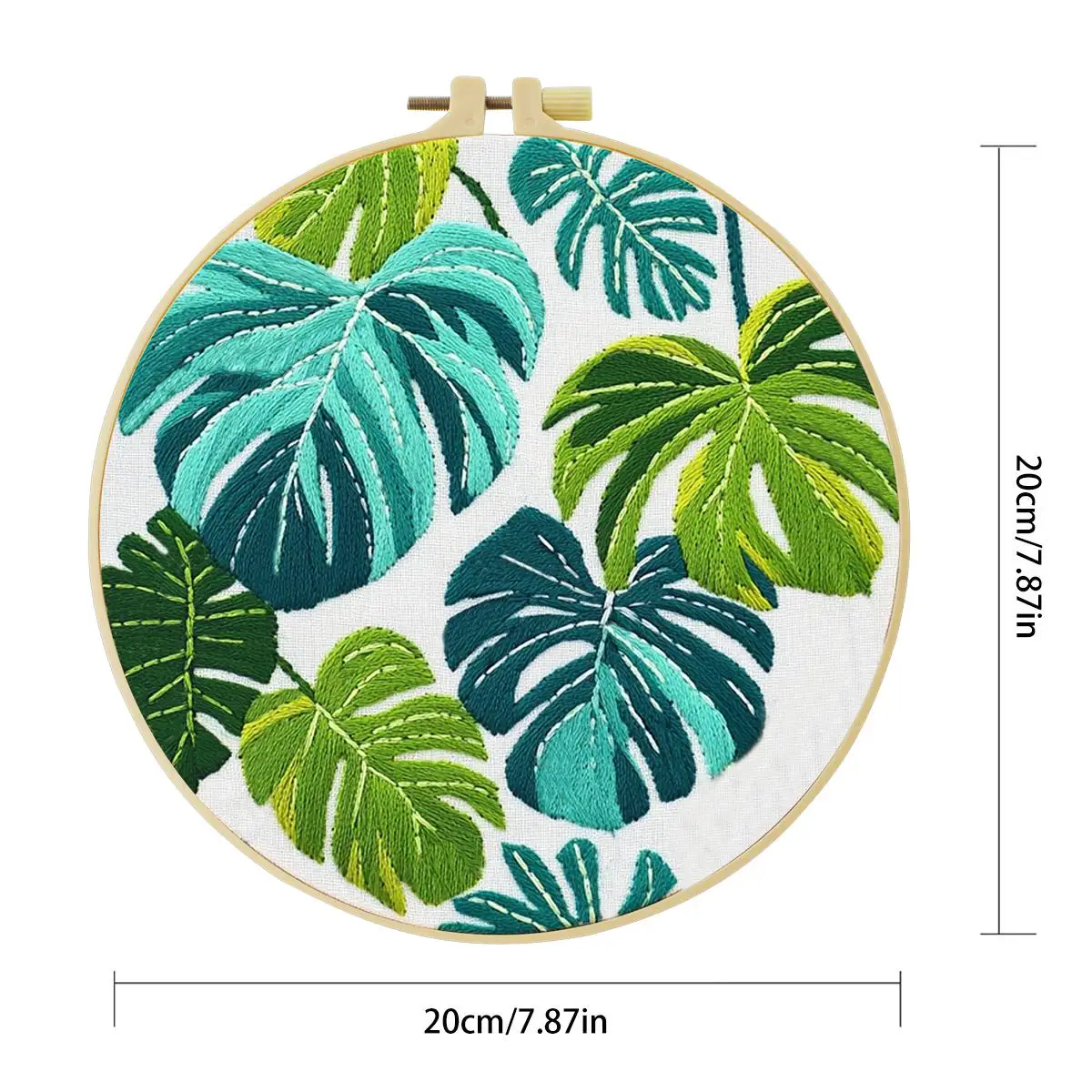 1 Stück 20X20CM/15X15CM 7,87/6,3 Zoll Blätter-Stickerei-Starter-Kit DIY-Kit DIY-Stickerei-Set Handarbeiten Heimdekoration Malerei – Detail 4