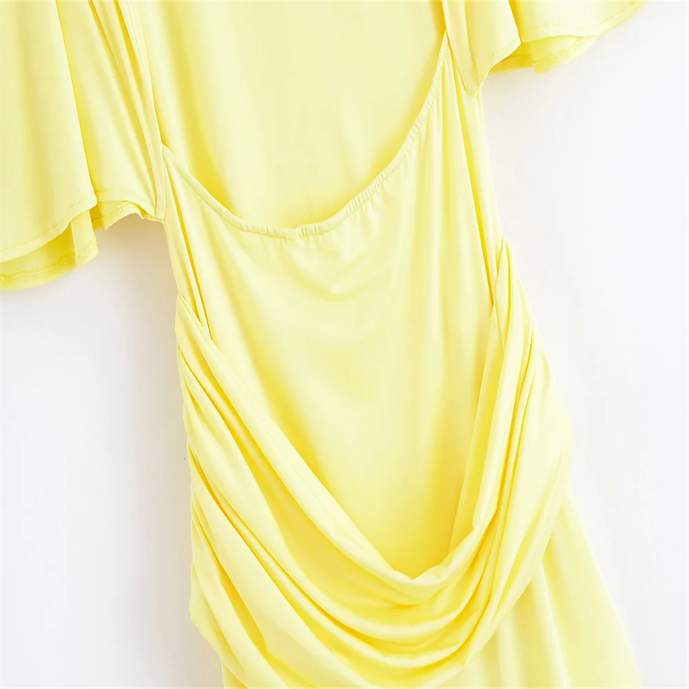 Outono novo temperamento feminino gola alta sem costas em camadas decorativas vestido longo plissado