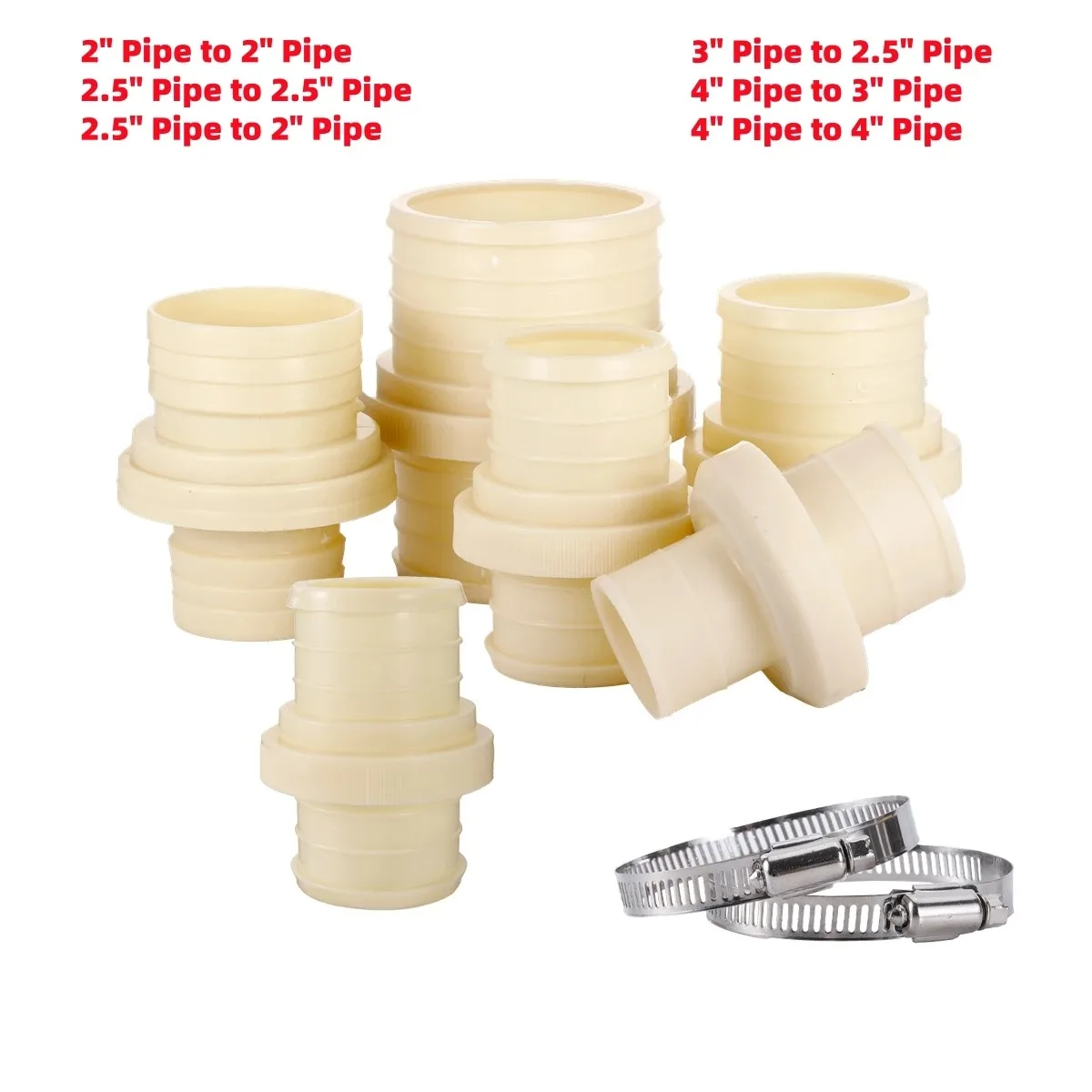 

1pc 2"/2.5"/3"/4" Water Belt Pipe Connector with Stainless Steel Clamp Garden Greenhouse Agriculture Irrigation Large Size Joint