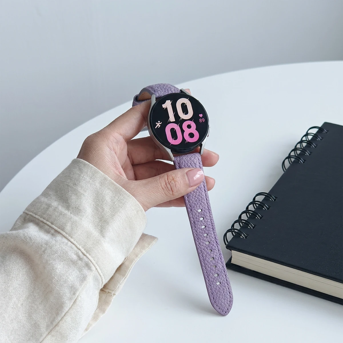Litchi Pattern Silm Leather Strap for Samsung Galaxy Watch 7 6 5 4 for Huawei for Replacement Universal Bracelet Soft Watchbands