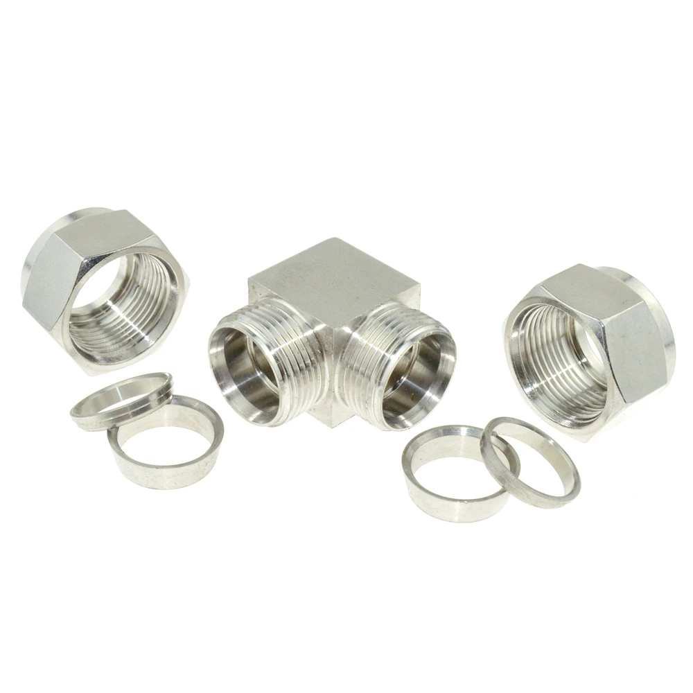 Kompresor Baja Tahan Karat 304 Konektor Ferrule Ganda 6Mm 8Mm 10Mm 12Mm 1/4 "1/2" Tabung Pipa Coupler Penyesuaian Kompresi Udara