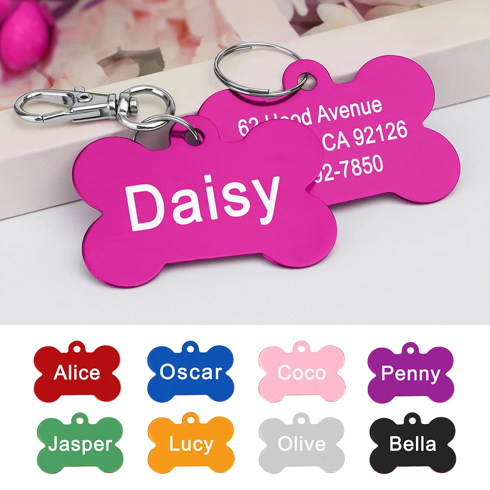 Knochenfrmiges Haustier-ID-Tag, personalisierte Namensschilder fr Hunde  und Katzen, Anti-Verlust, kostenlose Gravur, Halsband, Anhnger, Knochen  fr kleine, mittelgroe und groe Haustiere - AliExpress 15