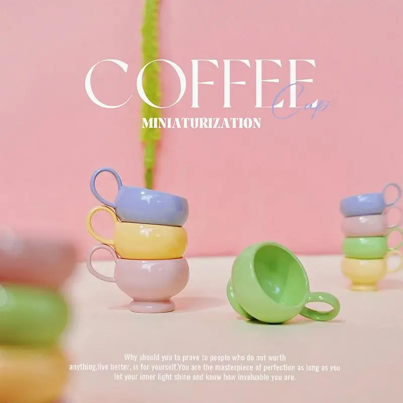 1Pcs Miniature Coffee Cup Ornament Toy Model Dollhouse Mini Mug Cup Teacup Furniture Model DIY Accessories