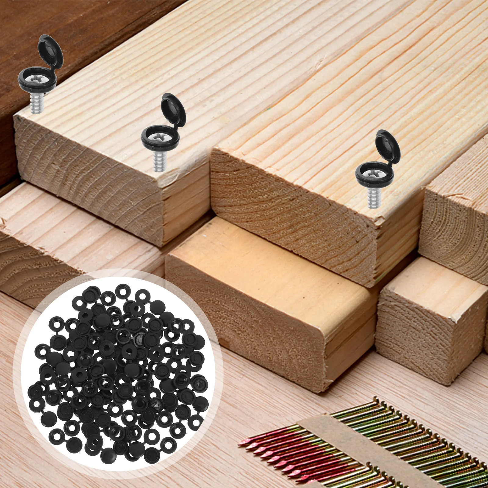 

100Pcs Screw Covers Plastic Decorative Caps Durable Wear Resistant Easy Install Home Office Furniture Accessories