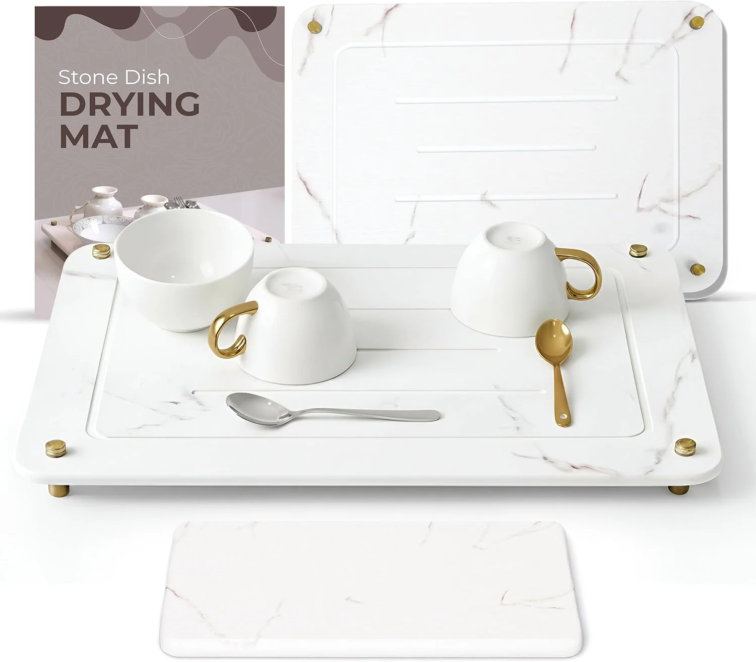 

Коврик для сушки из диатомитовой земли 15,7x11,8 дюймов с подставкой для раковины, термостойкий до 450°F ° F для кухонной столешницы