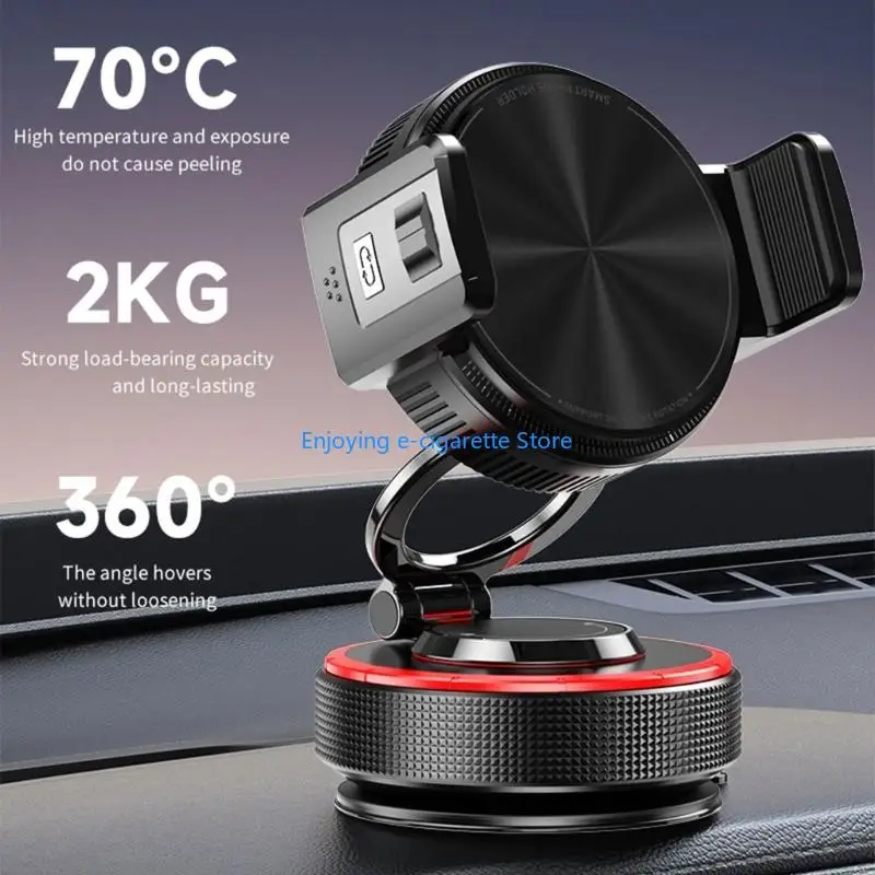 Car Smartphone Holder with Suction Base, Rotating Head and Clamp Support for Car Cabin Navigation Screen Viewing Daily Travel