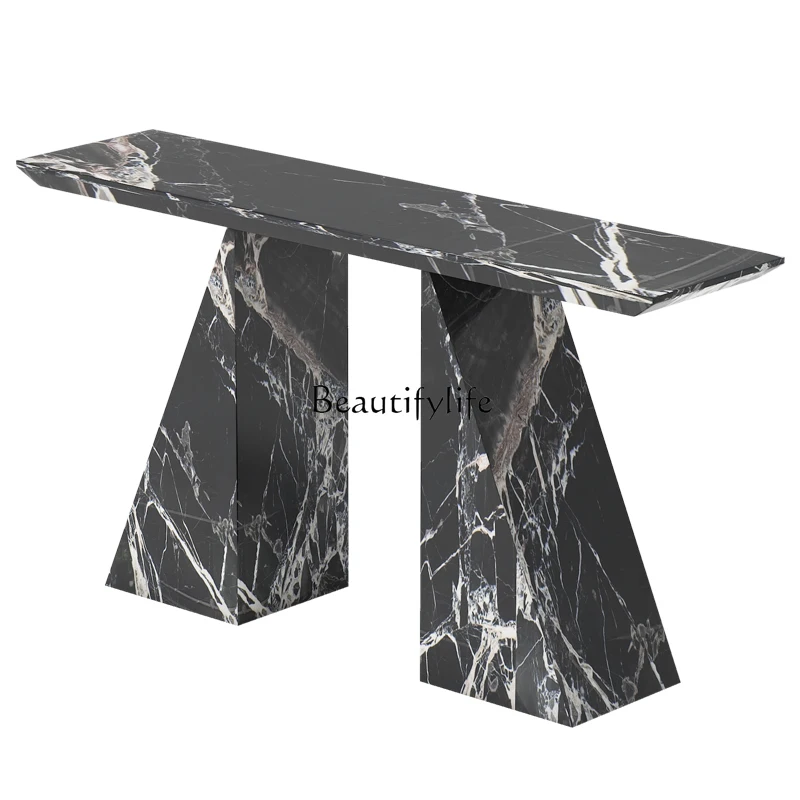 

Imported high-end atmospheric luxury stone Italian strip table light luxury modern natural marble