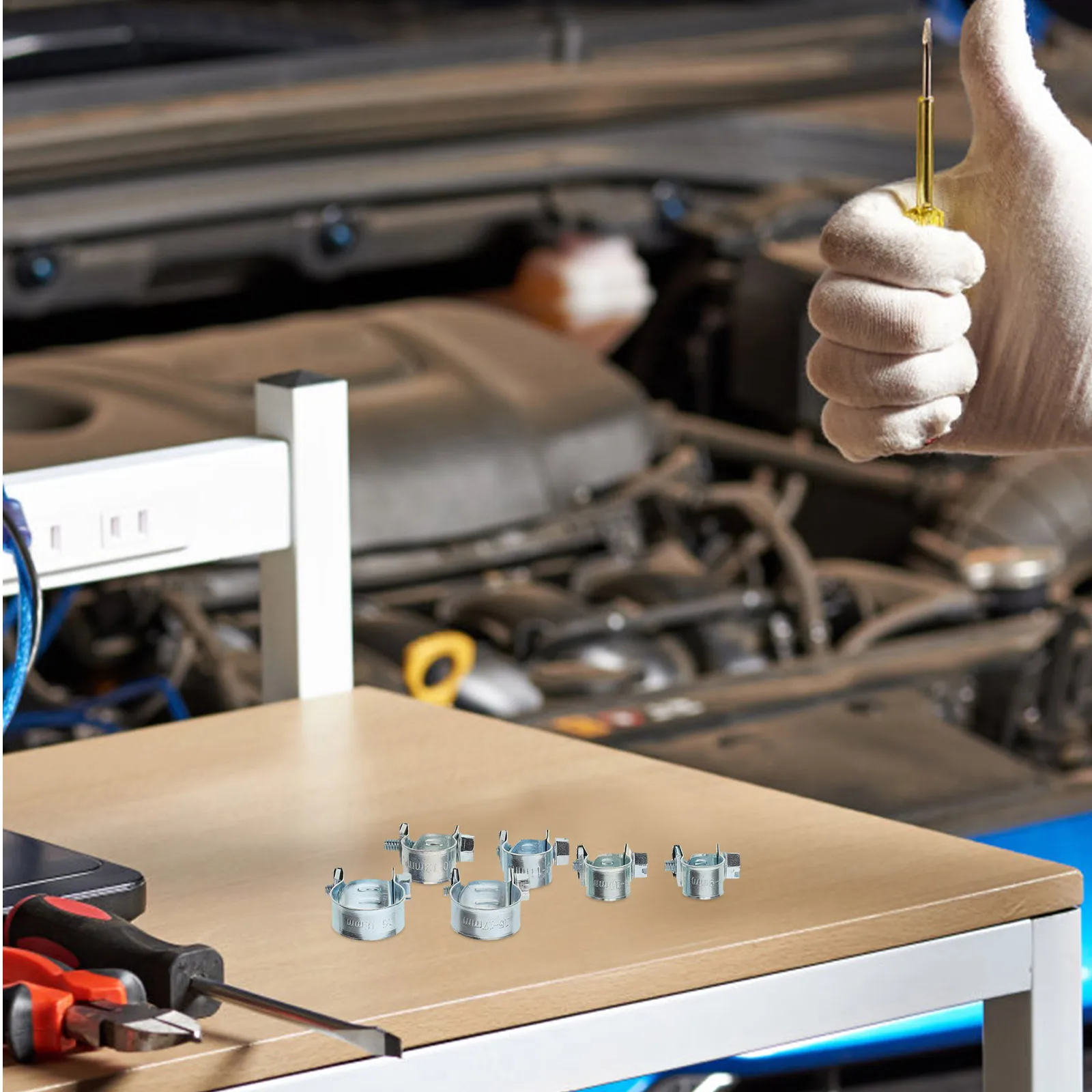 

60pcs Mini Hose Clamps Tin Plated Iron Automotive Fuel Injection Line Clips Durable Wear Resistant Soft Clamp Combination