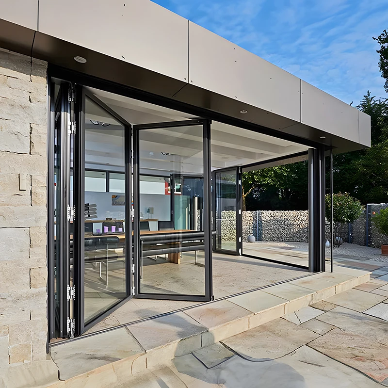 باب ألومنيوم قابل للطي في الهواء الطلق مقاوم للماء ومقاوم للصدأ للفناء/غرفة الشمس