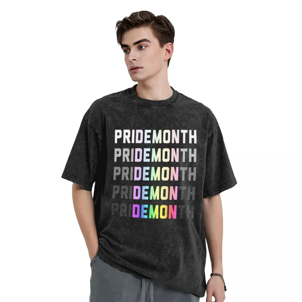 

PriDEMONth rainbow T-Shirt new edition tops heavy weight t shirts for men