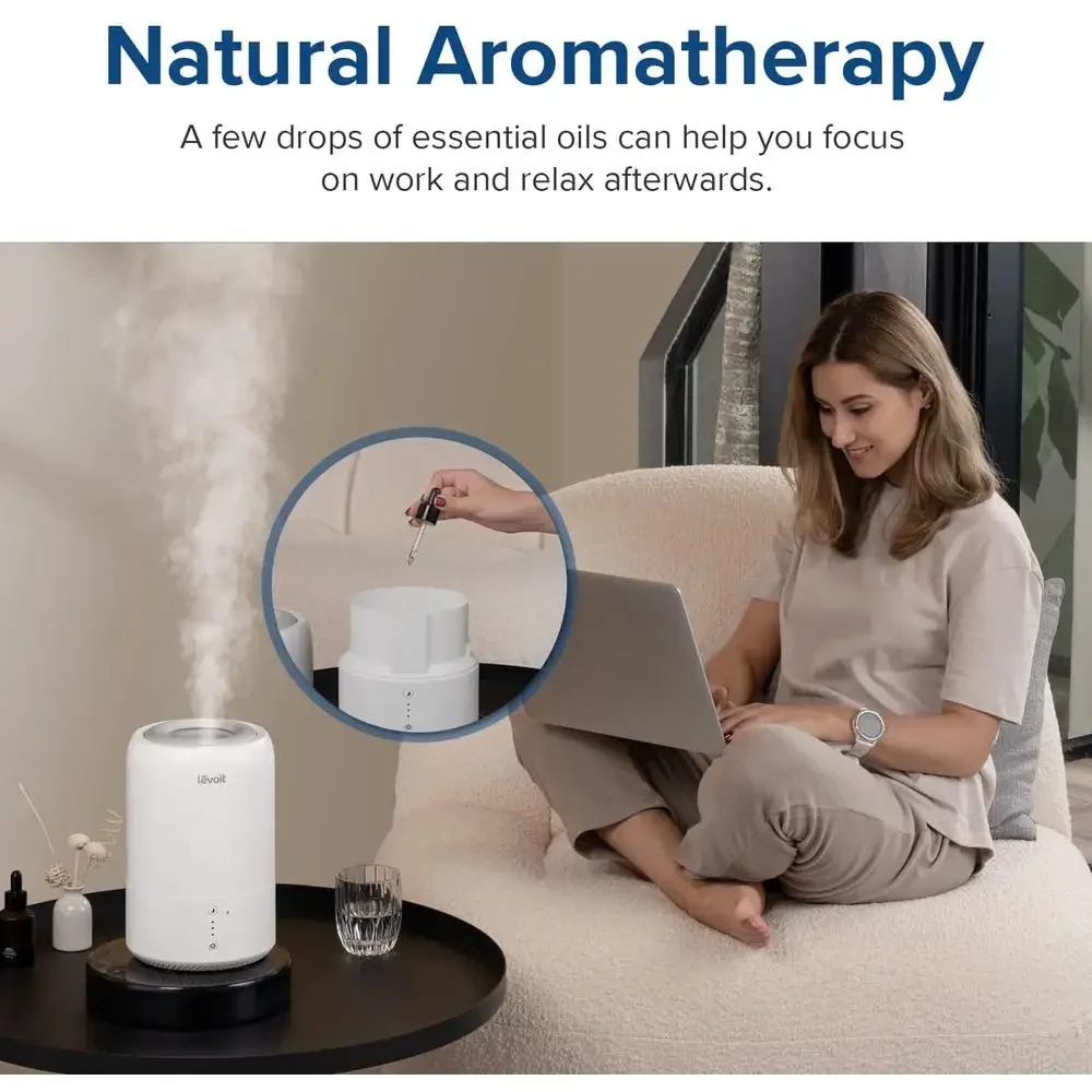 Dual 100-RBW Ultrasonic 1.8L Cool Mist Humidifier Essential Oil Diffuser Sleep Mode Antibacterial Cartridge White 260ft²