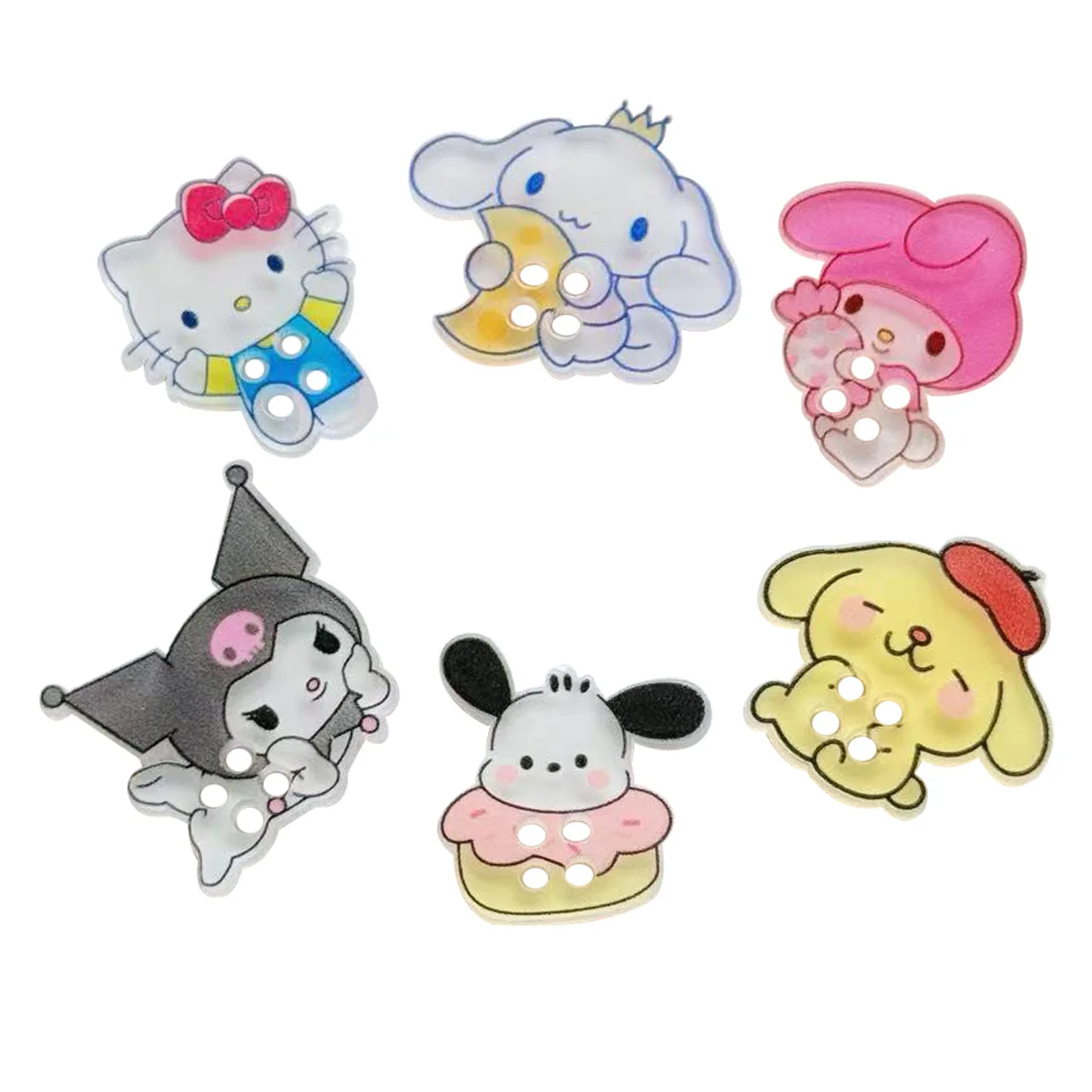 5 個ミニソアクリルキティ猫漫画ボタン衣類アクセサリー DIY ボタンヘアピンヘアアクセサリー手作り材料かわいい
